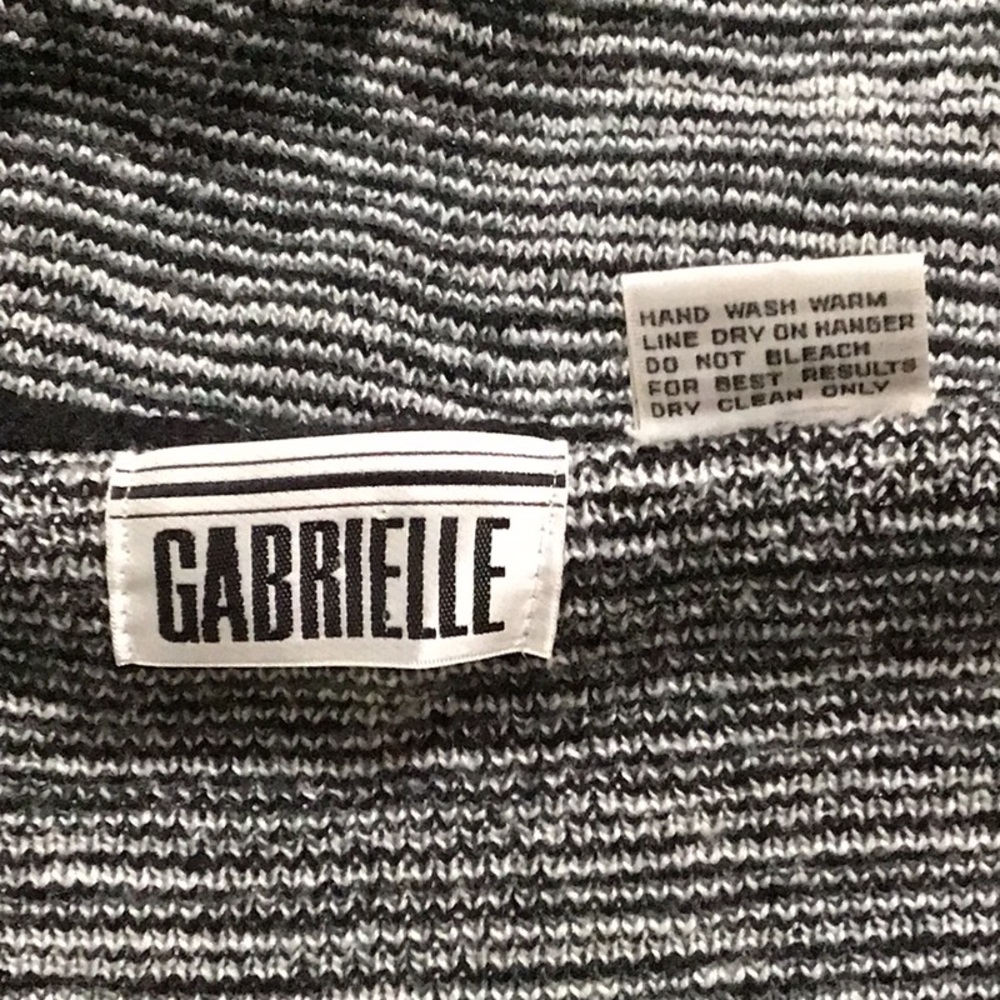 Gabrielle Sweater Sz M Abstract Vintage Long Sleeves with Genuine Leather Trim - Picture 4 of 5